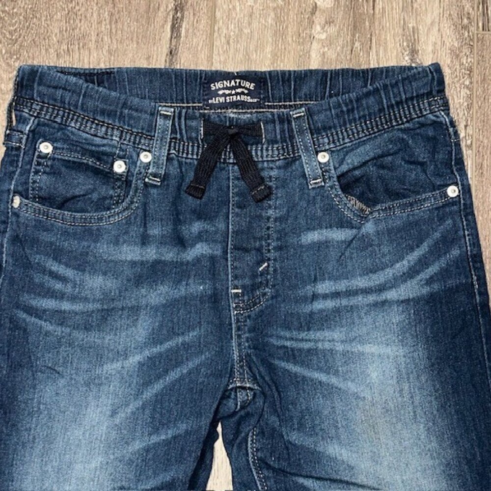 Adjustable Waist Levis Signature Relaxed Straight Leg Blue Jeans Size 14 Reg - Picture 2 of 7